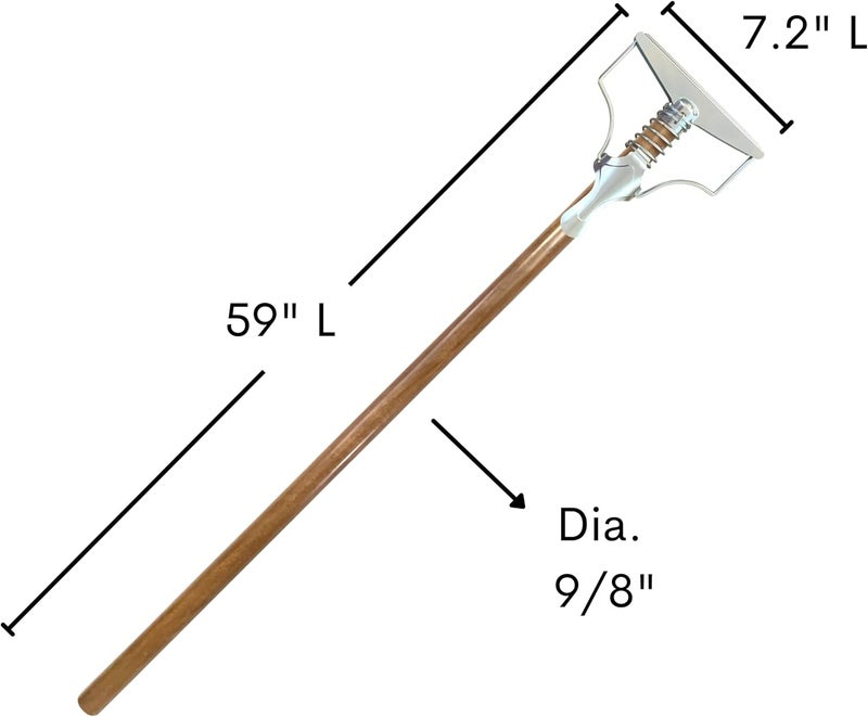 ILOT 59" Mop Spring Commercial Grade Mop Handle Pack of 2 Industrial Strength Wooden Handle Wet Mops for Floor Cleaning Heavy Duty (Mop Heads Not Included) - Image 2